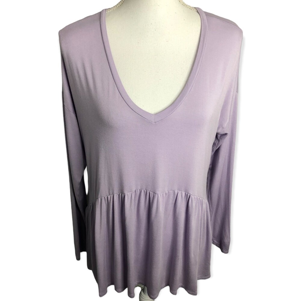 American Eagle V-neck Long Sleeve Lilac Babydoll Top